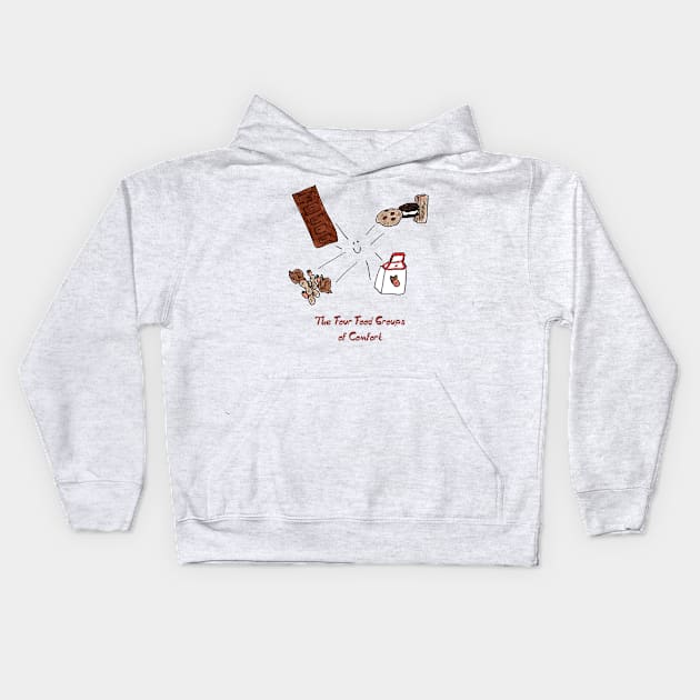 Four Food Groups of Comfort Kids Hoodie by ConidiArt